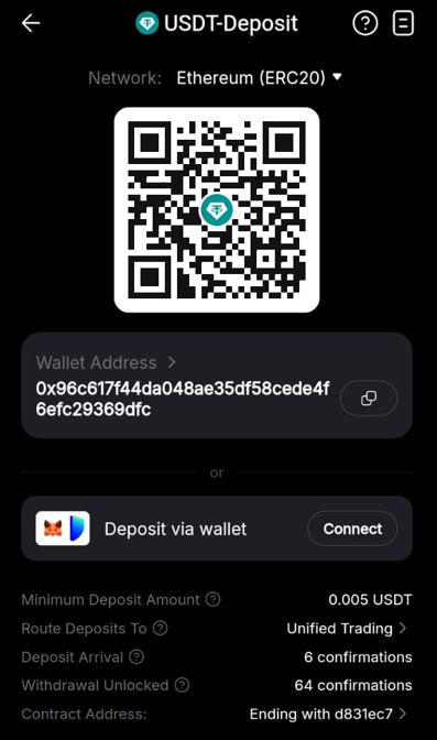 USDT ERC20 QR